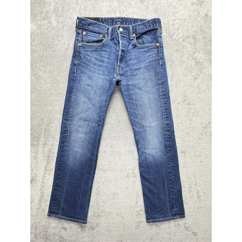 Levis 501 Jeans Mens Measured 31x27 Blue Straight Classic Denim Button Fly
